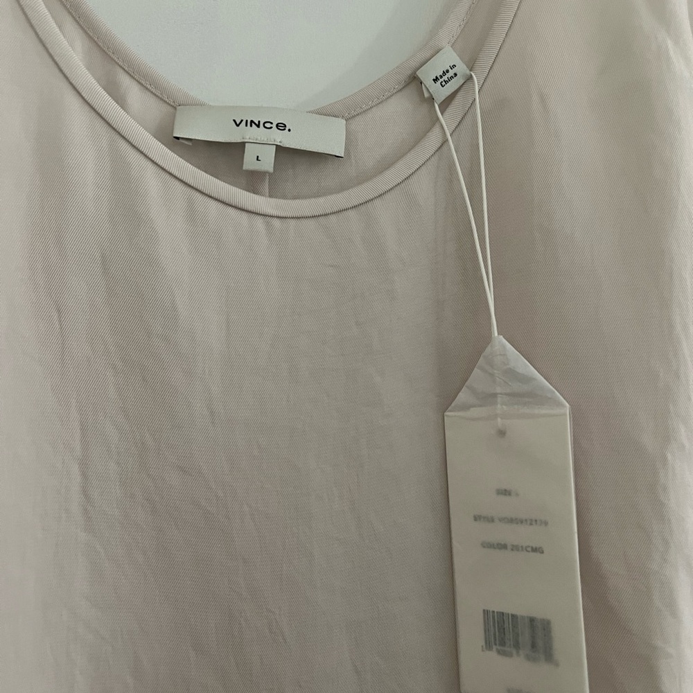 Vince Pale Pink Silk Tank Blouse Size L WITH TAGS